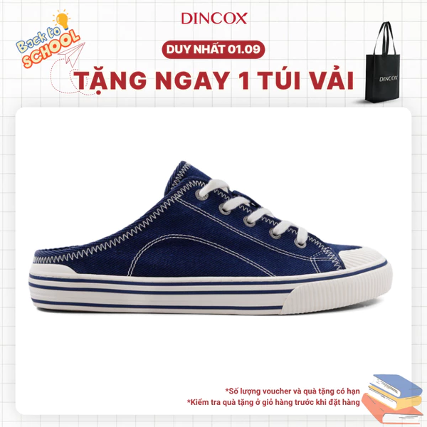 Giày Sục Đạp Gót Mules Vải E10 NAVY LINE DINCOX Sneaker Unisex
