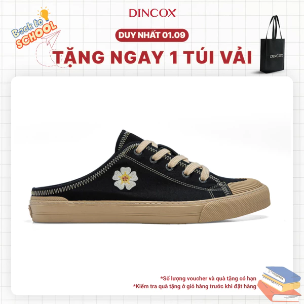 Giày Sục Đạp Gót Mules Vải DINCOX E10 INK Unisex Tăng Chiều Cao 4cm