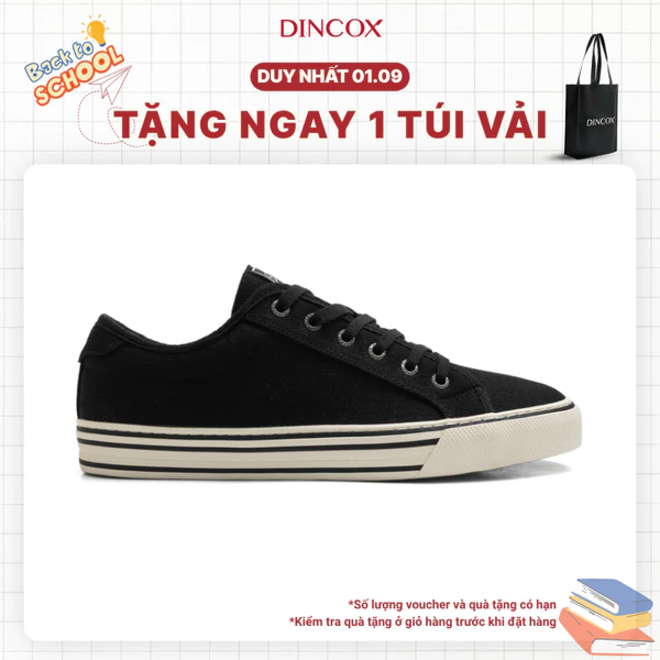 Giày Sneaker Nam Nữ Cổ Thấp Canvas DINCOX E12 BLACK LINE - Giày Vải Unisex Thời Trang Basic