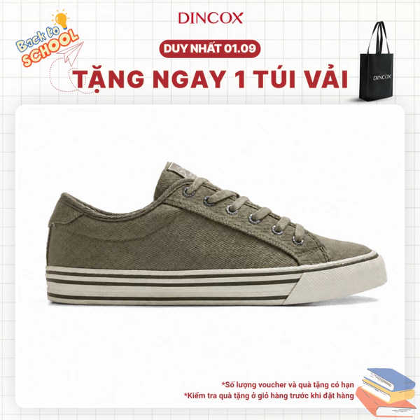 Giày Sneaker Nam Cổ Thấp Canvas DINCOX E12 MOSS LINE - Giày Vải Unisex Thời Trang Basic