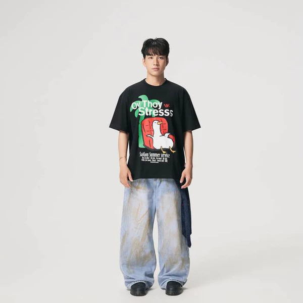 QUẦN WIDE LEG U2M2 - WIDE LEG WASH KIỂU XANH 