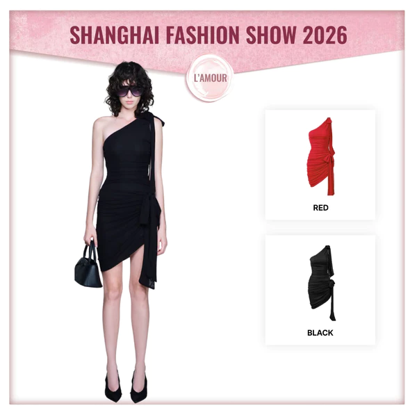 LSOUL - Đầm Mini Lệch Vai Ôm Dáng Xếp Ly Phối Nơ Quyến Rũ Cá Tính Desii Dress V26061719 V26061720