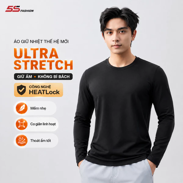 [GIÁ MỞ BÁN] Áo Giữ Nhiệt Nam 5S FASHION Ultra Stretch, Cổ Tròn, Lót Bông Cực Ấm 01-M0AGN25102