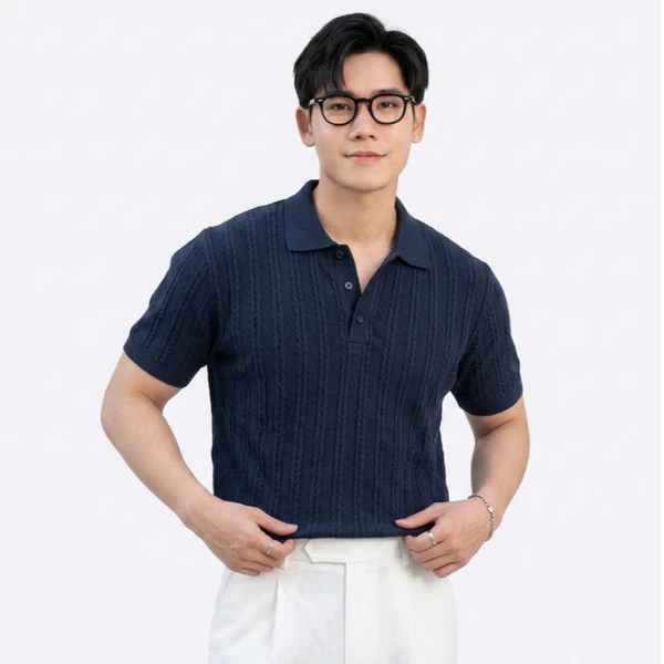 Áo Polo dệt kim ZUTEE sớ vải len thừng, phối Raglan, vải cotton chải kĩ mềm mịn không bai xù