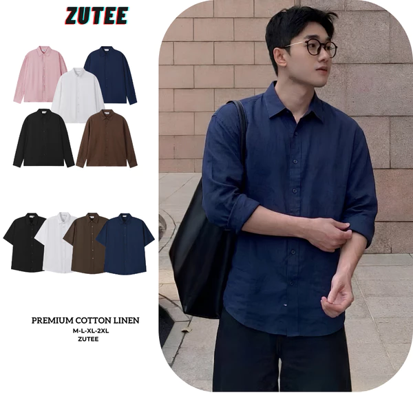 Áo Sơ Mi Linen Tay Dài Cộc Tay Nam Nữ ZUTEEChất Liệu Linen Mặt Xước A64