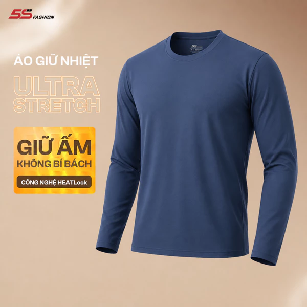 [SVIP X 5S] Áo Giữ Nhiệt Nam 5S FASHION Ultra Stretch, Cổ Tròn, Lót Bông Nỉ Cực Ấm 01-M0AGN25102