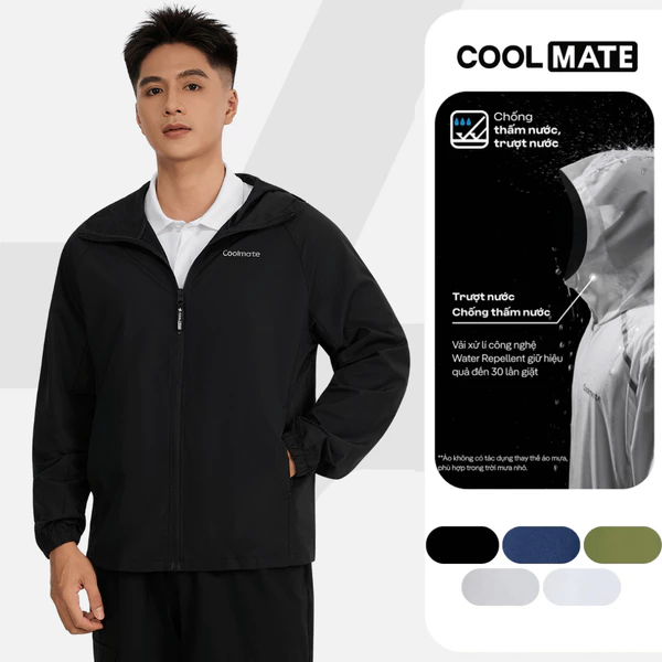 Áo khoác Daily Wear trượt nước chống UV, áo khoác bốn mùa siêu nhẹ có mũ đa năng mặc hàng ngày leo núi trekking Coolmate