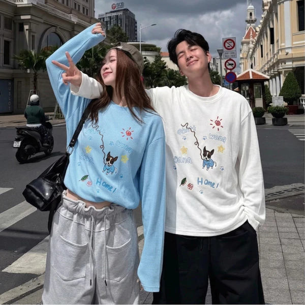 Áo Thun Tay Dài DogCartoon ZUTEE A86. Thun cotton In Hình Thoải Mái Thoáng Mát