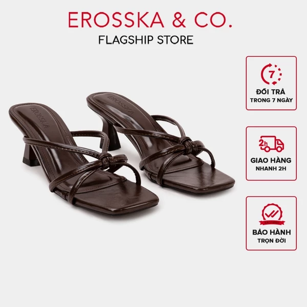 EROSSKA - Guốc cao gót quai mãnh, sandal thời trang mũi vuông gót nhọn cao 6cm màu nâu_EM167