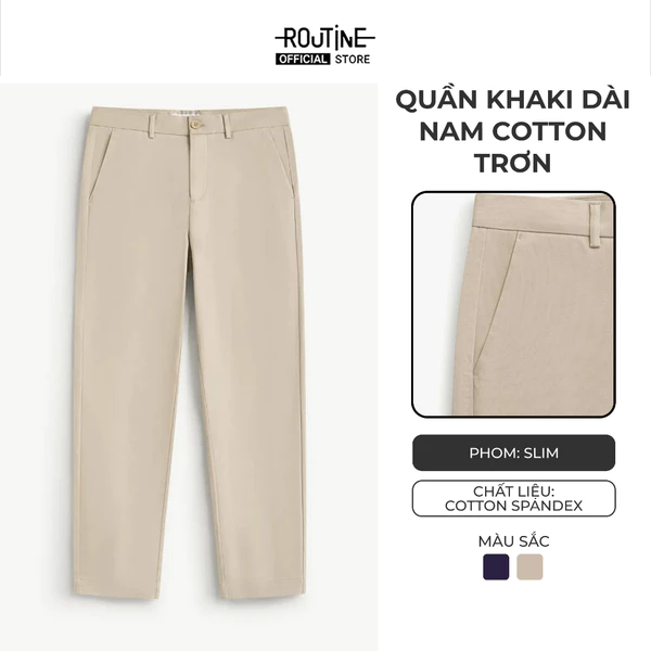 [UP TO 20%++] Quần Khaki Dài Nam Cotton Trơn Form Slim - Routine 10F24PCA004R1