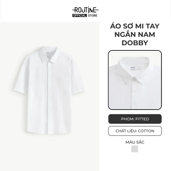 [ĐƠN 699K TẶNG VỚ] Áo Sơ Mi Tay Ngắn Nam Dobby Form Fitted - Routine 10F25SHS005