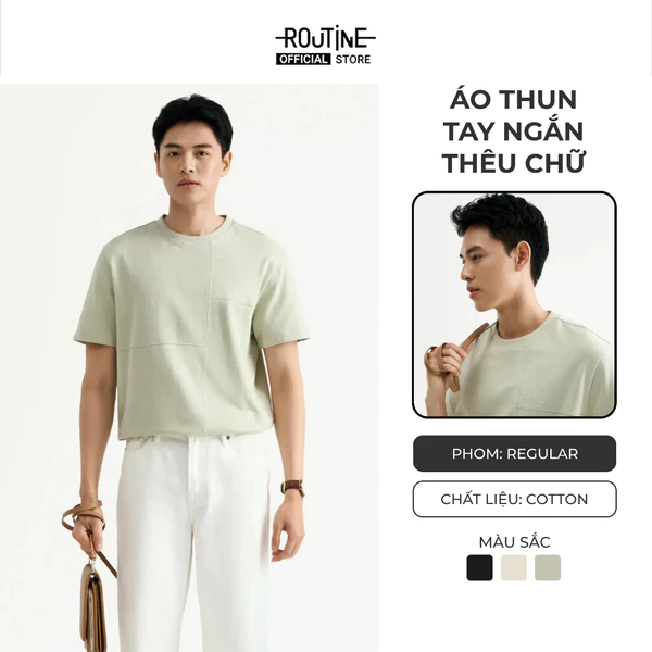[ĐƠN 699K TẶNG VỚ] Áo Thun Tay Ngắn Thêu Chữ Form Regular - Routine 10S25TSS047