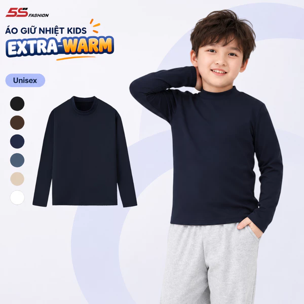 [SVIP X 5S] Áo Giữ Nhiệt Cổ 3 Phân Cho Bé Trai Bé Gái Extra-warm Lót Bông Nỉ Cực Ấm 01-K0AGNR5006