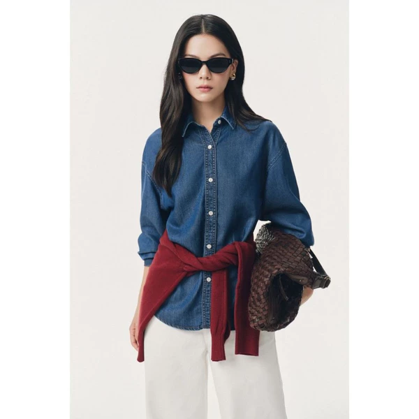 Áo sơ mi denim dáng oversize Mono Talk - MCS26W-T10001FB