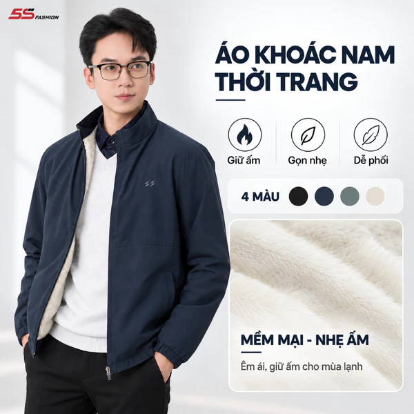 [GIÁ MỞ BÁN]Áo Khoác Thời Trang Nam Lót Lông 5S FASHION Nhẹ Ấm, Lịch Lãm, Phom Slimfit Tôn Dáng 01-M0AKHR5005