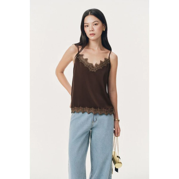 Áo hai dây dáng suông phối ren Satin camisole Mono Talk - MCS26W-T20036TK