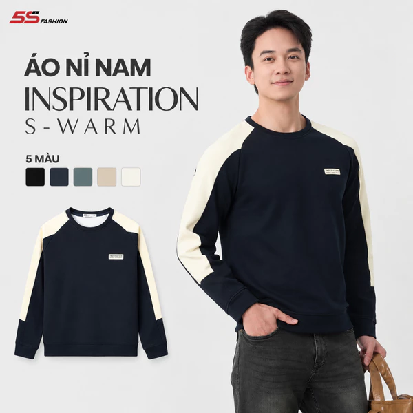 [GIÁ MỞ BÁN]Áo Nỉ Nam INSPIRATION S-WARM 5S FASHION Ấm Áp, Tay Raglan Phối Màu Trẻ Trung M0ANI25014