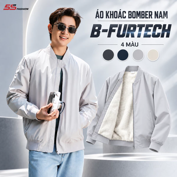 [GIÁ MỞ BÁN]Áo Khoác Bomber Nam B-FurTech 5S FASHION Lót Lông Dày Dặn, Ấm Áp, Thiết Kế Basic Dễ Mặc M0AKB26013