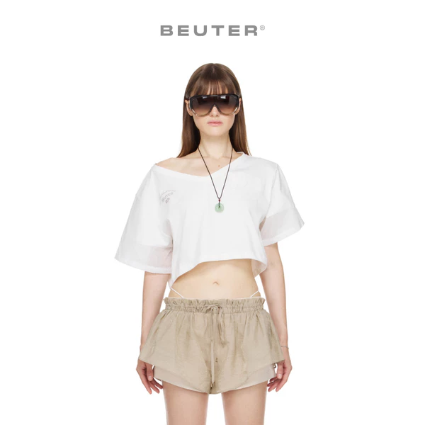 Áo Croptop Nữ Joie Trắng Ngà Áo Thun Tay Ngắn Dáng Ngắn - BEUTER® x PALLADIUM WMNS ‘JOIE’ CROPPED T-SHIRT - IVORY WHITE