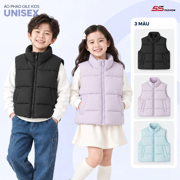 [GIÁ MỞ BÁN]Áo Phao Gile Cho Bé Trai Bé Gái 5S FASHION Lót Nỉ Cực Ấm Phom Regular Thoải Mái K0APH25011-K0APH25111