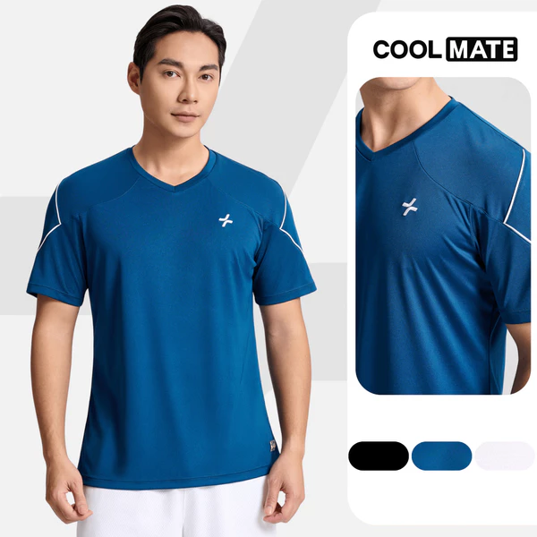 Áo thun thể thao nam cổ V Pickleball DinkShot Essentials, Nhanh khô Thấm hút tốt Coolmate [LS]