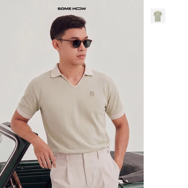 [New9] Áo Polo Regular Trụ V Mix Bo Early Autumn Chất Liệu Cá Sấu Cvc Co Giản Nhẹ Thoải Mái, PL0252 SOME HOW STORE