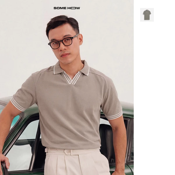 [New9] Áo Polo Regular Trụ V Mix Early Autumn Chất Liệu Cá Sấu CVC Năng Động Thoải Mái, PL0274 SOME HOW STORE
