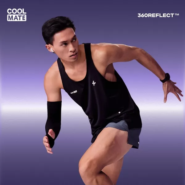 [BST Run Safe In The Dark]Áo chạy bộ nam 360Reflect Phản Quang mọi góc Áo tanktop thể thao siêu nhẹ, thoáng mát Coolmate