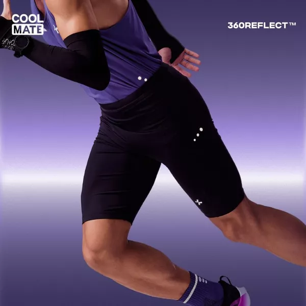 [BST Run Safe In The Dark]Quần biker chạy bộ phản quang basic 360Reflect, quần thể thao tight fit ôm gọn Coolmate