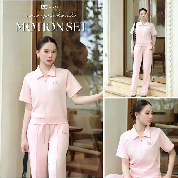 Set Bộ Polo ECOCHIC B246 Áo Khóa Kéo Quần Ống Suông Chất Liệu Cao cấp Mềm Mịn