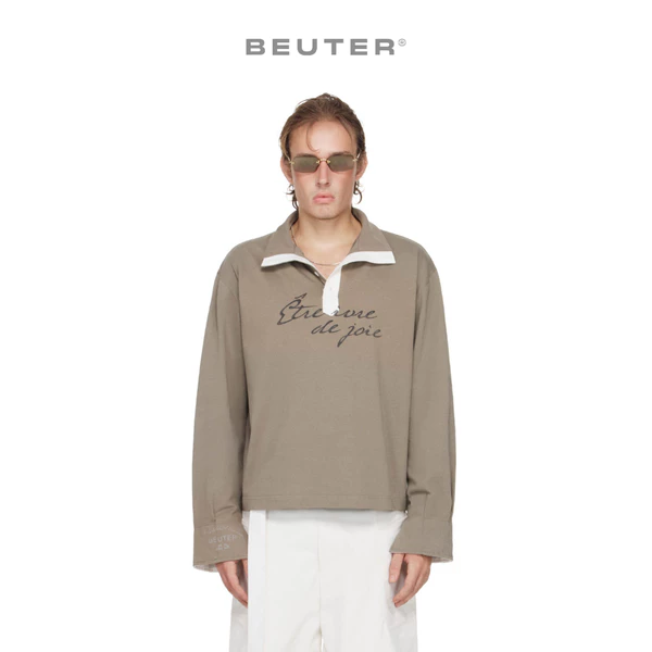 Áo Polo Nam Tay Dài ‘Être ivre de joie’ Xanh Rêu - BEUTER® x PALLADIUM ‘Être ivre de joie’ LONG SLEEVE POLO - MOSS GREEN
