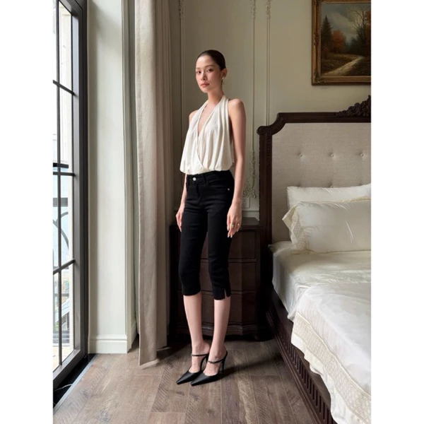 RUBIES Andy Jeans - Quần Ngắn Nữ Vải Jean Mềm Ống Ôm Dáng Legging Ngố