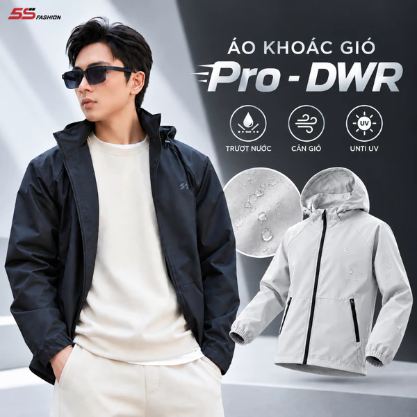 [GIÁ MỞ BÁN] Áo Khoác Gió Nam 2 Lớp Pro-DWR 5S FASHION Có Mũ Tháo Được, Trượt Nước, Chắn Gió Giữ Ấm M0AKGR5009