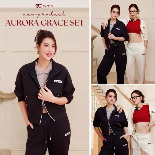 Set Bộ ECOCHIC AURORA GRACE Áo Polo Khoá Zip 2 Chiều Chất Liệu Cao Cấp Mềm Mịn Chính Hãng B182