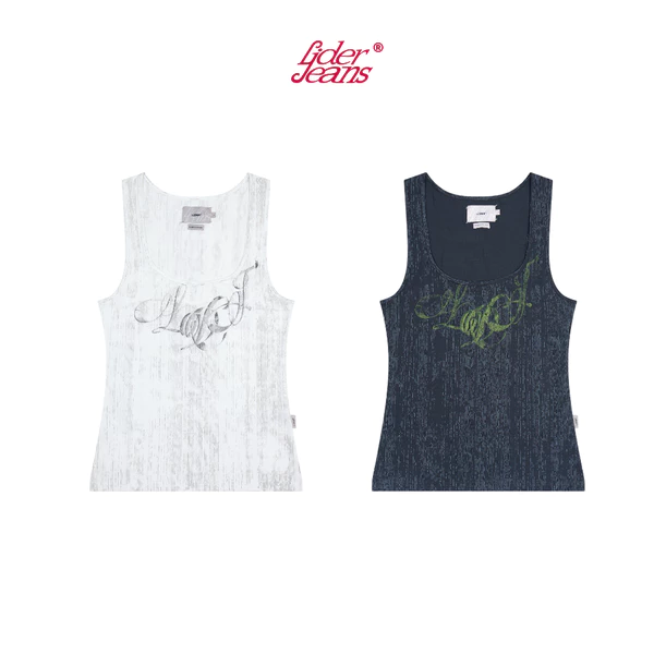 LIDER Jeans | Áo Ba Lỗ In Hoạ Tiết Dáng Ôm Unisex LIDER LDJ PATTERN TANK TOP - Midnight Navy