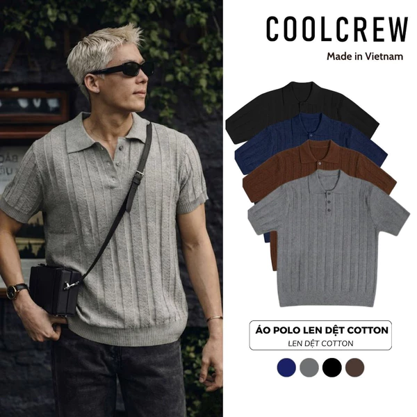 Áo Polo Ngắn Tay Len Dệt Kim Cotton 𝐂𝐎𝐎𝐋𝐂𝐑𝐄𝐖 Form Regular Fit Phong Cách Trẻ Trung Hàn Quốc ALC01 ALN058