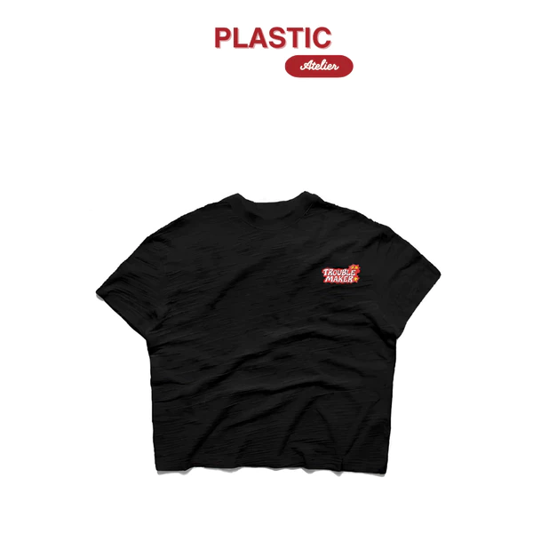 Áo thun vải sược local "Trouble", áo boxy form rộng vải 250Gsm 100% Cotton DENTROUBLE04