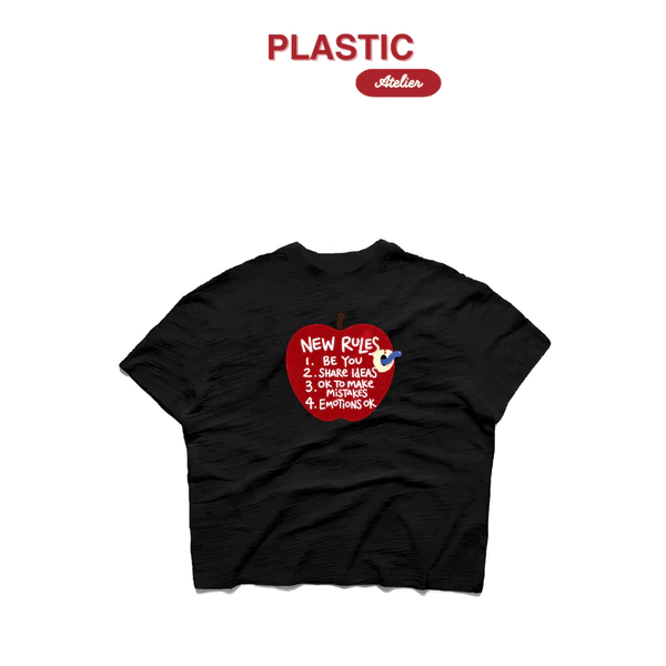 Áo thun vải sược oversized boxy, áo thun local "Rules" 250gsm Cổ Tròn Unisex Nam Nữ Basic DENRULE04