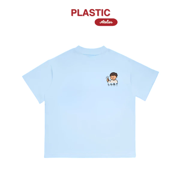 Áo thun oversized boxy, áo thun local "LGBT" 250gsm Cổ Tròn Unisex Nam Nữ Basic BABYBLUELGBT01