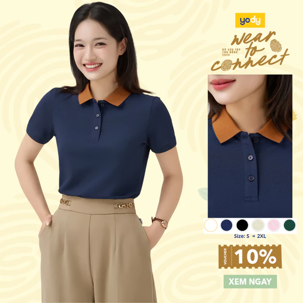 Áo Polo Nữ Ngắn Tay Mắt Chim Cổ Phối Bo Co Giãn Thông Thoáng WCPO26A052