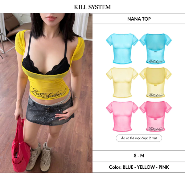 [HÀNG MỚI VỀ] Áo xuyên thấu hở lưng in chữ co giãn NANA - 𝐊𝐈𝐋𝐋 𝐒𝐘𝐒𝐓𝐄𝐌