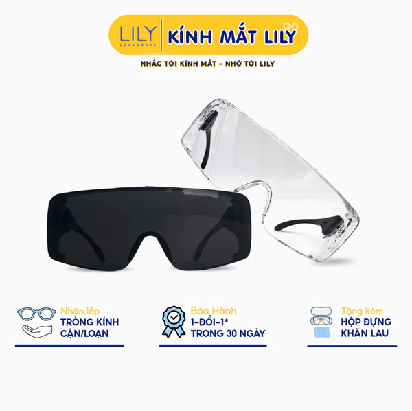 Kính chống bụi đi đường LILYEYEWEAR chất liệu nhựa cao cấp dành cho người đi xe kiểu dáng thời trang và an toàn KC1624