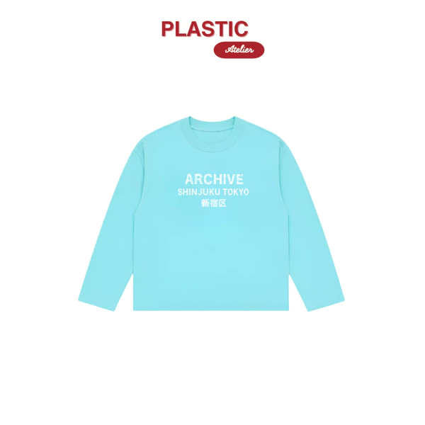 Áo Thun Tay Dài Long Sleeve Boxy "Tokyo" 250gsm Form Rộng Cổ Tròn Unisex Nam Nữ Basic XANHTOKYO02
