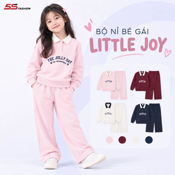 [VOUCHER MỞ BÁN 100K]Bộ Quần Áo Bé Gái 5S FASHION LITTLE JOY Cổ Polo, Chất Vải Mềm Ấm, Quần Suông Xinh Xắn GBNI26043