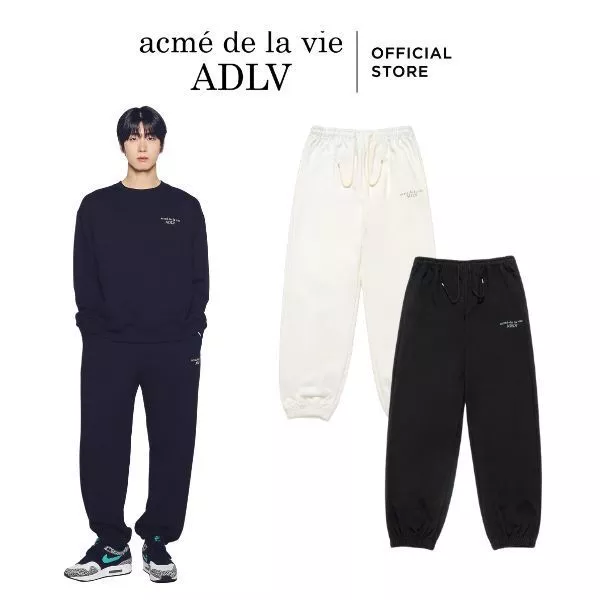 Quần Nỉ ADLV Basic Logo Napping Zurry màu Đen/Kem- Hàng chính hãng