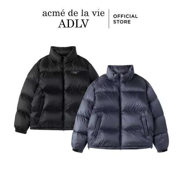 Áo Khoác Phao ADLV Stitch Basic Logo Short Duck Down oversized Màu Đen/Xanh Navy - Hàng chính hãng
