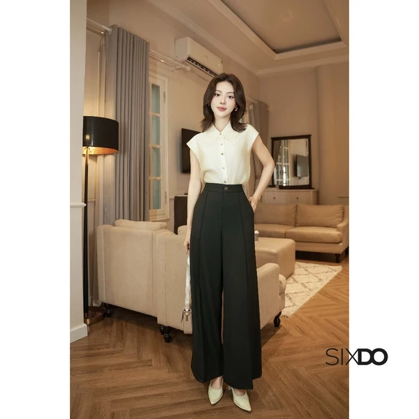Quần ống suông dáng rộng SIXDO (Black Woven Loose Pants)