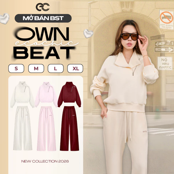 [LIVE KOL] Set bộ Dài Cổ Khoá Chéo ECOCHIC B263 Áo PoLo Bo Gấu Logo Thêu Quần Ống Suông Chất Liệu Cao Cấp Chính Hãng
