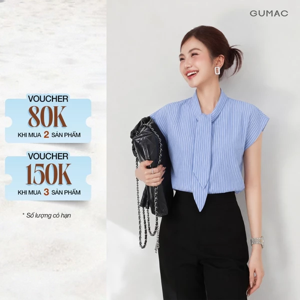 [MUA 2 GIẢM 80K] Áo Sơ Mi Nữ GUMAC Form Suông Không Tay Cổ Bẻ Dây Nơ Phía Trước Thời Trang Thanh Lịch Tôn Dáng LAG09065
