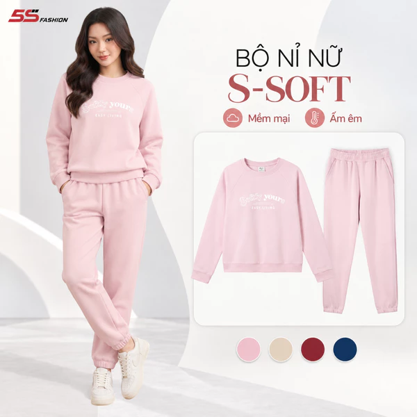 [VOUCHER MỞ BÁN 100K]Bộ Quần Áo Nỉ Nữ 5S FASHION S-SOFT Chất Vải Hai Da Mềm Mịn, Thiết Kế Trẻ Trung WBNI26011